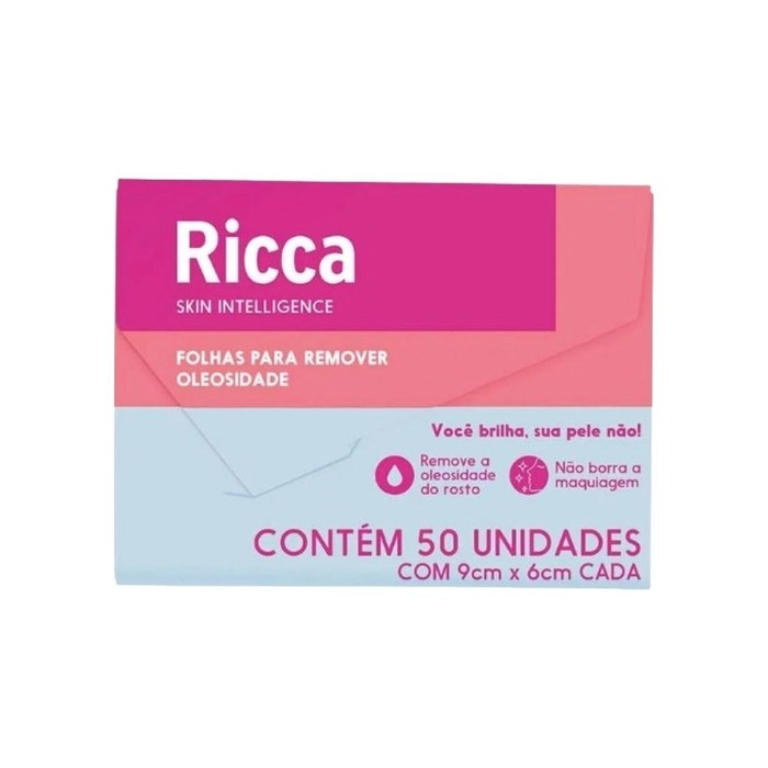 Lenços Absorventes de Oleosidade para o Rosto Ricca 50 unidades