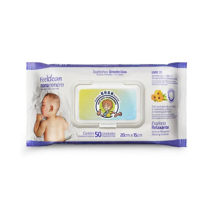 Toalhas Umedecidas FeelClean Nana Neném 50 Unidades