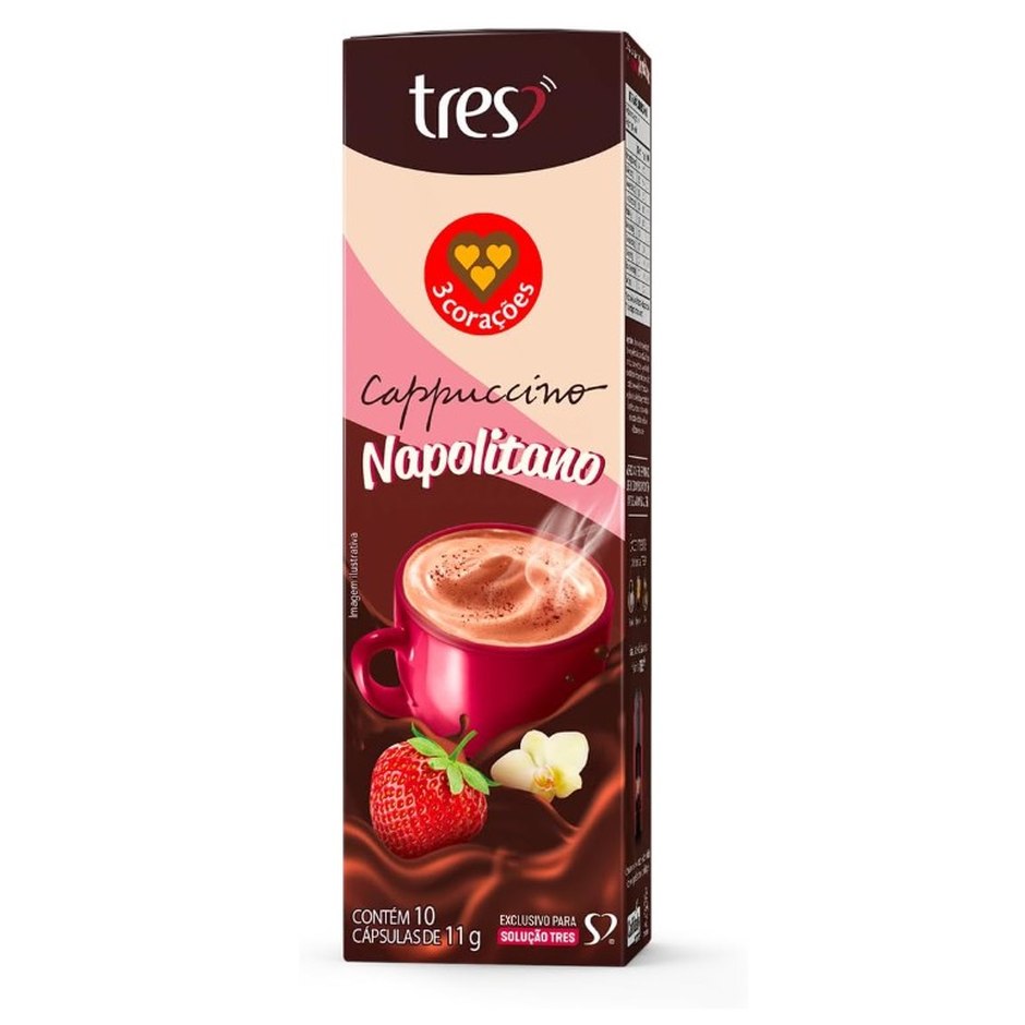 [3 UNIDADES] 3 Corações Cápsula de Cappuccino Napolitano TRES - 10 unid