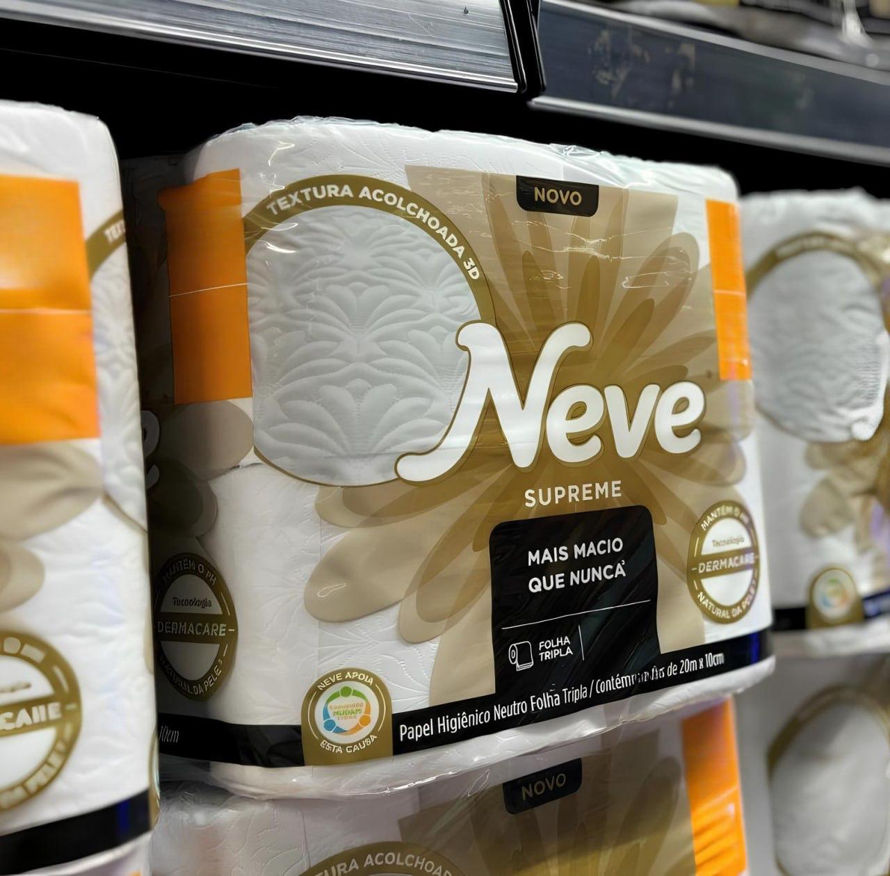 Neve Papel Higiênico Supreme Folha Tripla, 20m, Leve 24 Pague 21 Rolos