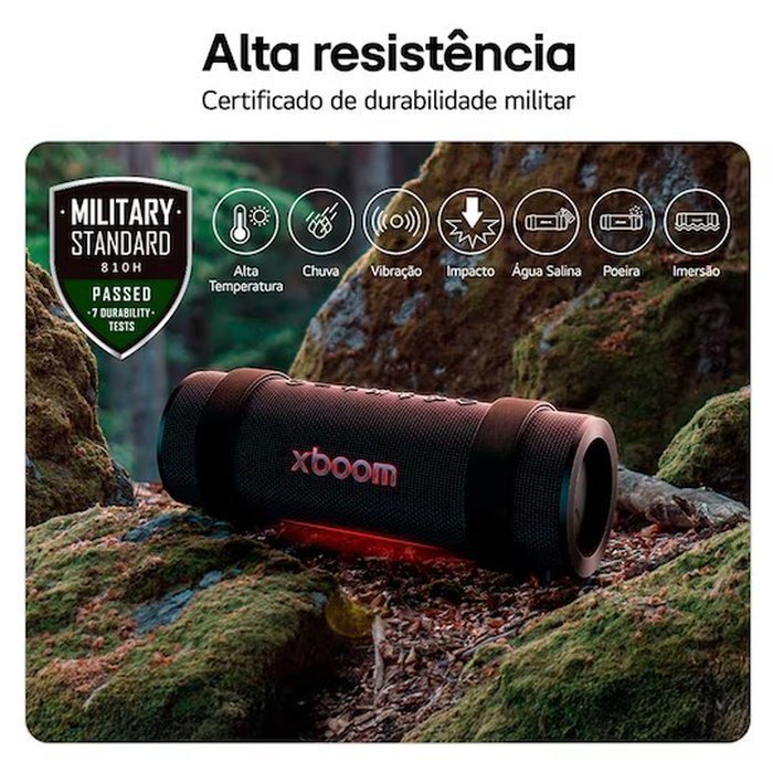 LG XBOOM Grab 30W com 20h de bateria e durabilidade militar
