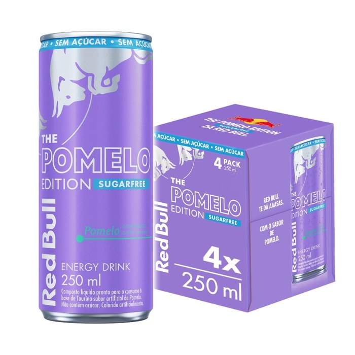 Red Bull Energético, Pomelo, Sem Açúcar, 250ml, 4 latas