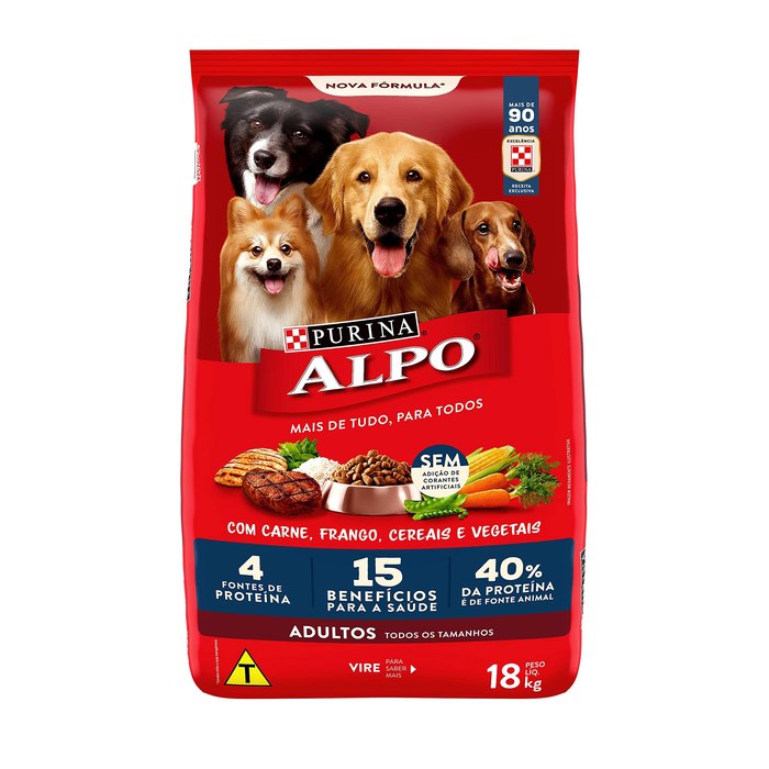 Ração Purina Alpo Para Cães Adultos Sabor Carne Grelhada Com Vegetais 18Kg
