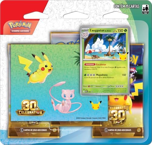Pokémon TCG, Celebração de 30 anos Blister Triplo com Adesivo Pokémon Exeggutor