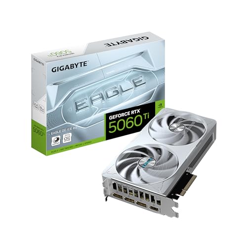 Gigabyte Placa gráfica GeForce RTX 5060 Ti EAGLE OC ICE 8G - 8GB GDDR7, 128bit, PCI-E 5.0, 2617MHz Core Clock, 3 DisplayPort, 1 x HDMI, GV-N506TEAGLEOC ICE-8GD