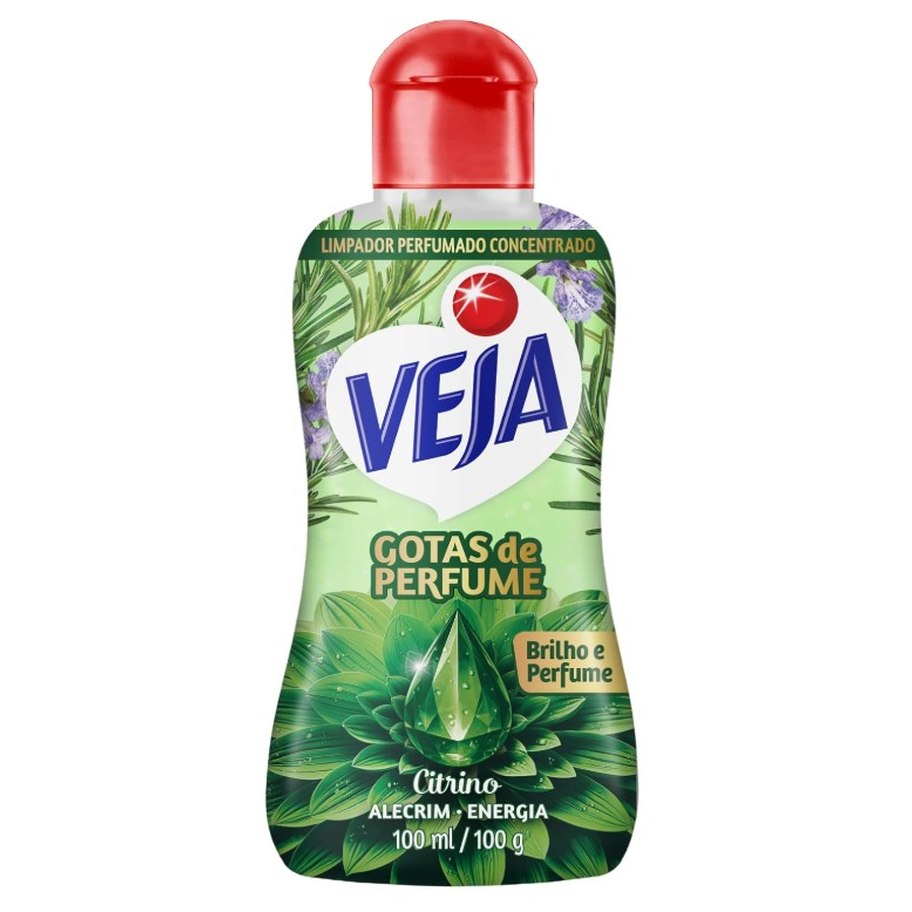 [5 UNIDADES] Veja Gotas de Perfume Citrino Alecrim Limpador Perfumado Concentrado 100 ml