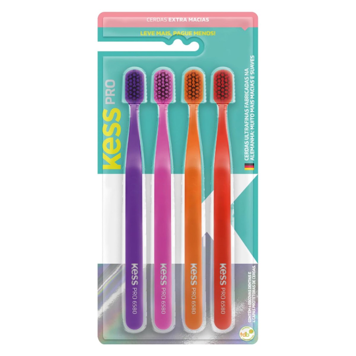 Kess, Pack com 4 Escovas Dentais Pro Extra Macias