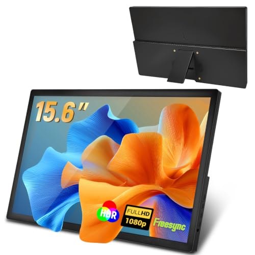 Monitor Portatil para Notebook 15.6" FHD IPS Ultra Fino 1080P com HDR e FreeSync USB-C/HDMI Zero Latência