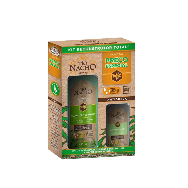 Kit Shampoo 415ml + Condicionador 200ml Tío Nacho Reconstrutor Antiqueda