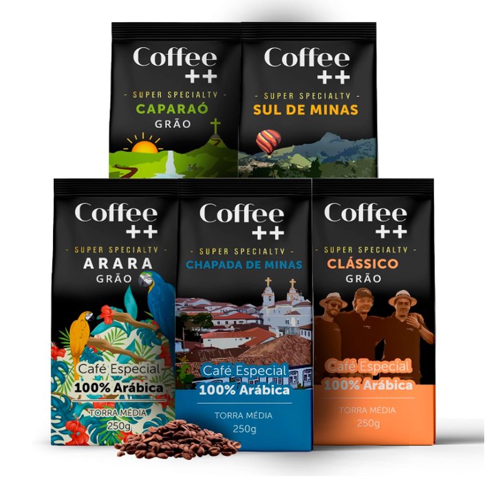 Kit 5 Pacotes Café Especial em Grãos Coffee Mais Variedades