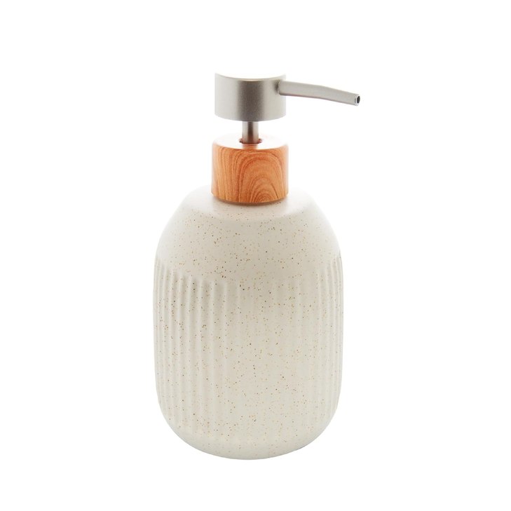 Porta Sabonete Líquido de Cerâmica Granilite Lines Branco Lyor 430ml