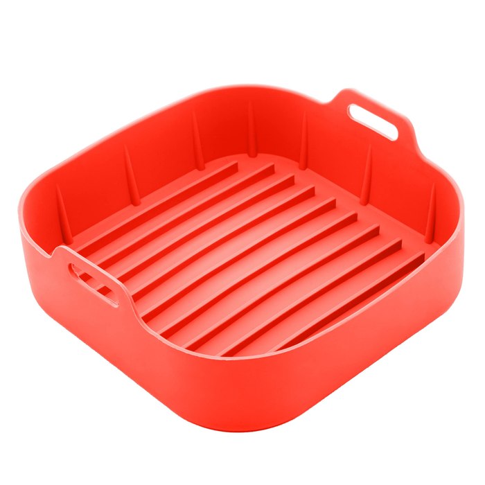 Forma Quadrada de Silicone para Air Fryer Lyor Vermelha 20cm x 7cm
