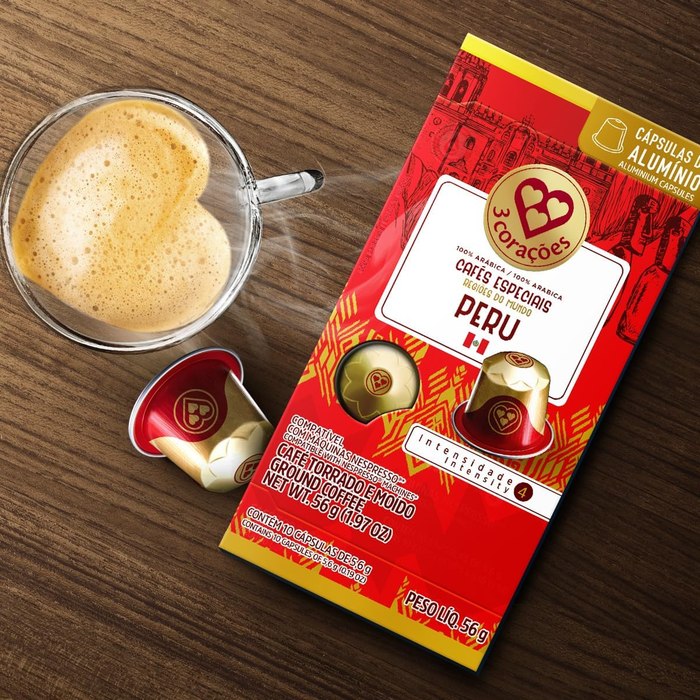 10 Cápsulas de Café 3 Corações Regiões do Mundo Peru