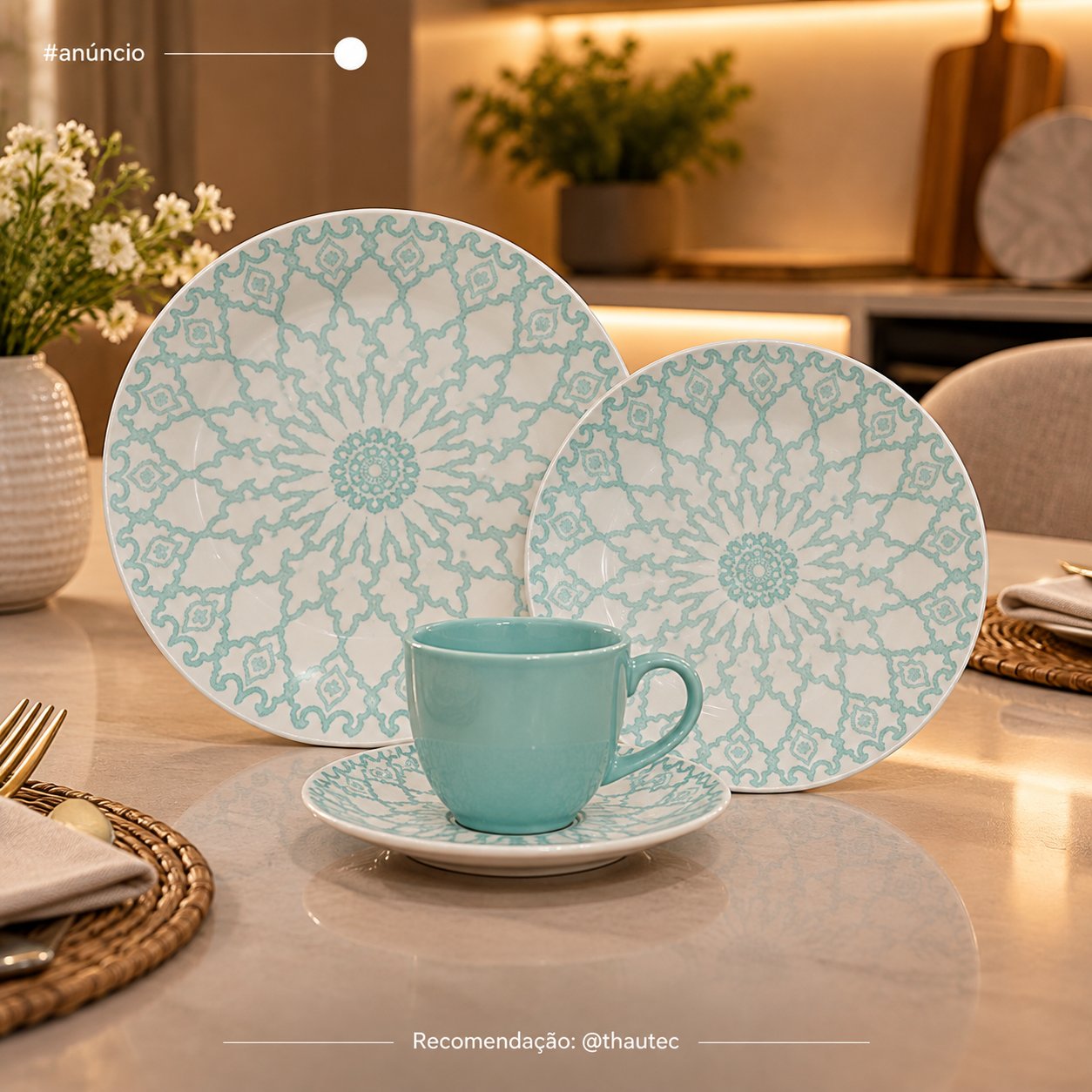 Aparelho de Jantar/Chá Biona Mandala, Cerâmica, 30 Peças
