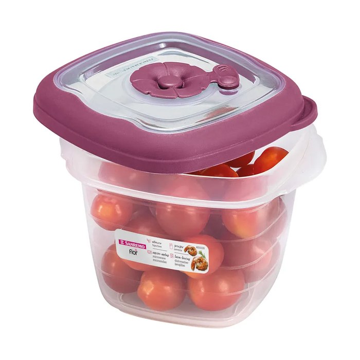 Pote Hermético Plástico Quadrado Sanremo Linha Flor 450ml