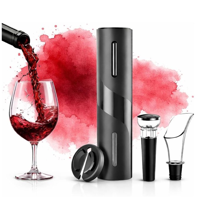 Kit Abridor de Vinho Elétrico Automático Saca Rolhas Elétrico 4 Peças