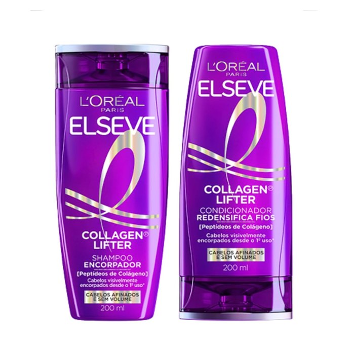 Shampoo Encorpador e Condicionador Redensifica os Fios L'Oreal Paris Elseve Collagen Lifter 200ml