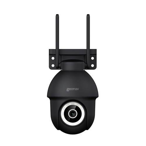 Hi by Geonav Câmera Externa Inteligente PTZ, 3k, 4MP, Wi-Fi, Sensor Movimento, Áudio bidirecional, Luz e visão noturnas, Alerta sonoro, Compatível com Alexa e Google Assistente, HISCPT02BK, Preto