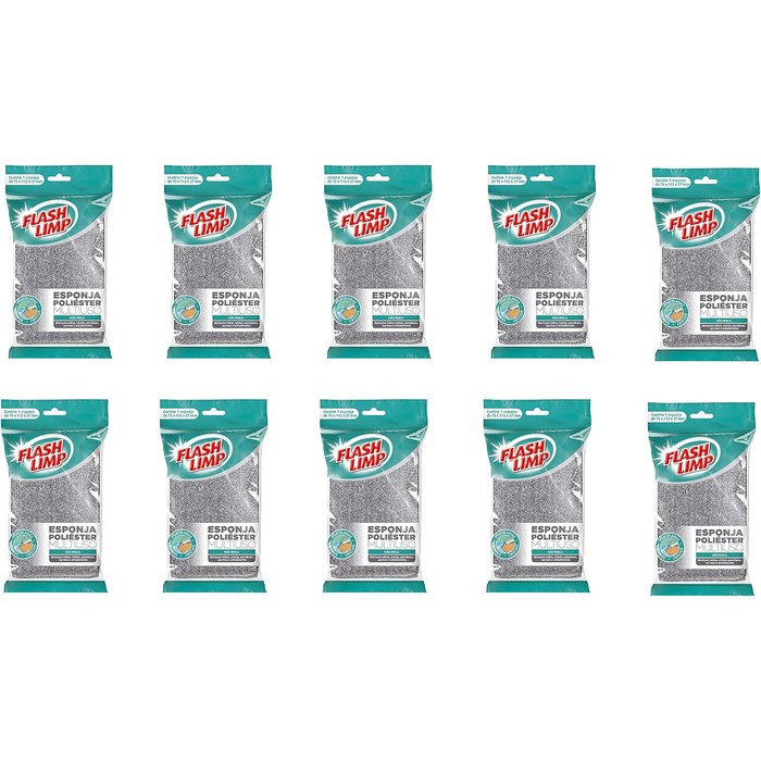 Flash Limp - Kit Com 10 Esponjas Multiuso Poliéster Limpa Sem Riscar