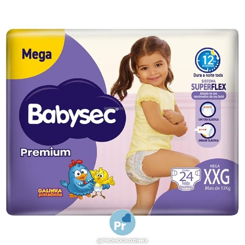 Fralda Babysec Galinha Pintadinha Premium XXG com 24 Unidades