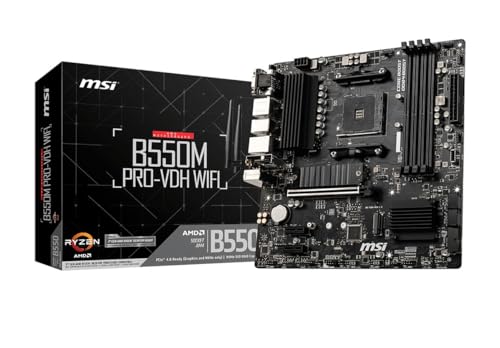 Placa-Mãe MSI B550M PRO-Vdh WIFI AM4 mATX Suporte Ryzen, DDR4, Wi-Fi Integrado, M.2 NVMe, HDMI/DP/VGA, USB 3.2, Ideal para PC Gamer e Profissional