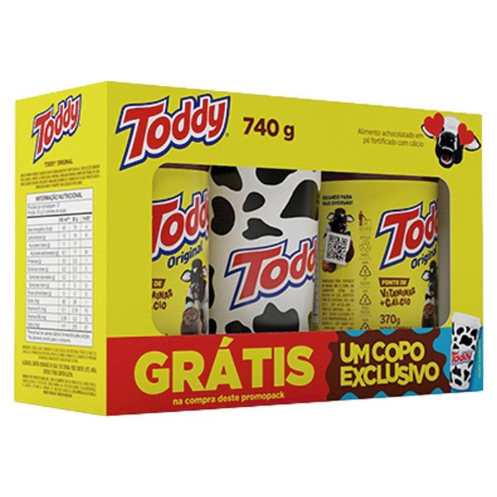 Kit 2 Achocolatados Pó Original Toddy 740g Copo Exclusivo