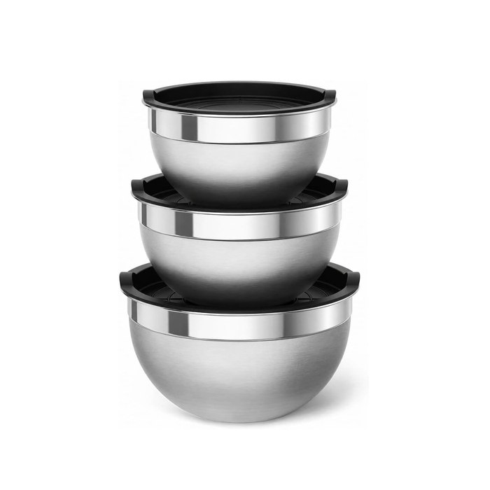 Conjunto 3 Bowls Aço Inox com Tampa