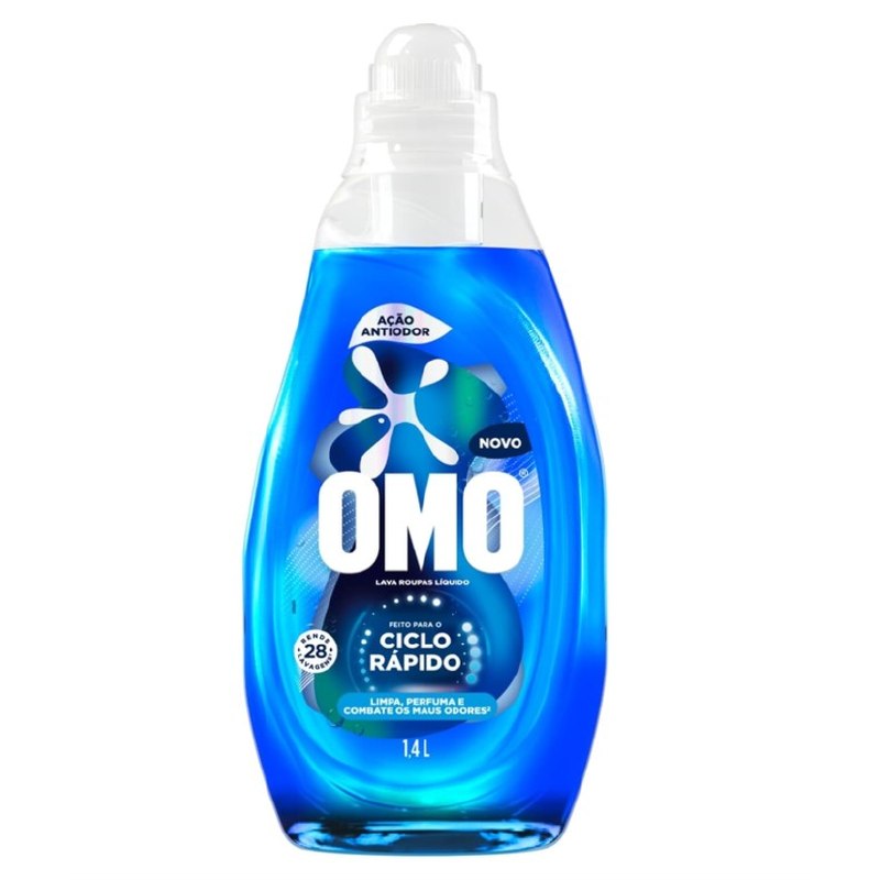 Lava-Roupas Líquido Omo Ciclo Rápido Ação Antiodor Frasco 1,4l