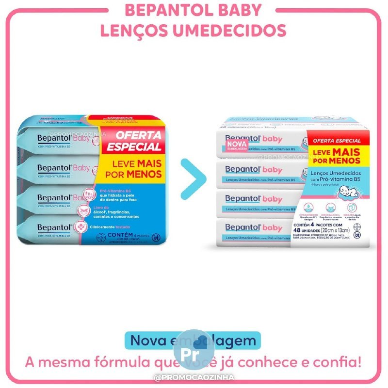 Lenço Umedecido Bepantol Baby - 4 pacotes com 48 unidades cada