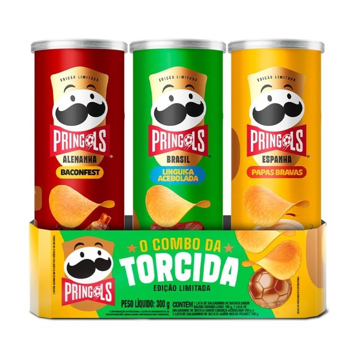 Salgadinho Batata Frita Pringles Tripack Especial Festa do Futebol