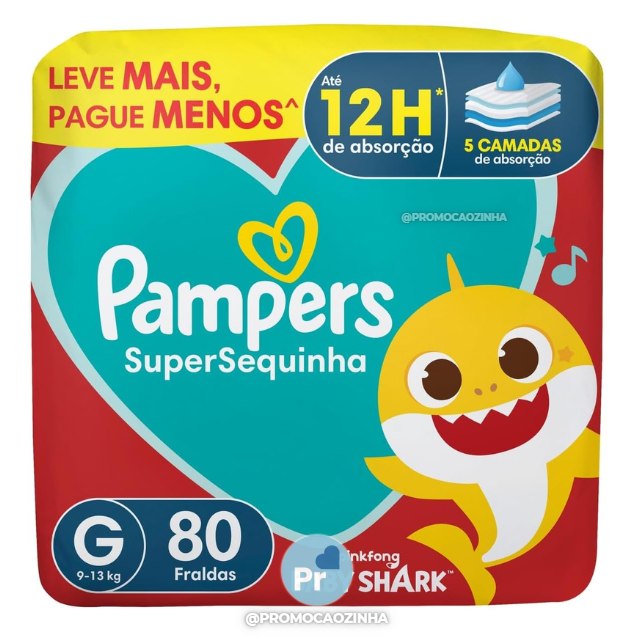 Fralda Pampers Supersequinha G com 80 unidades