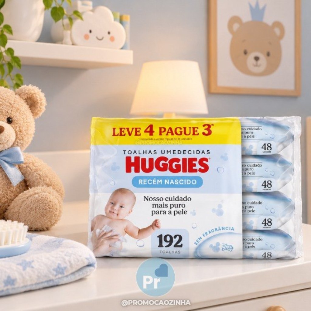 Kit Lenços Umedecidos Huggies Recém Nascido - 4 pacotes