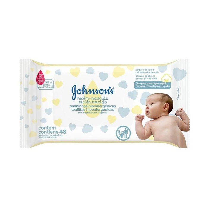 [3 UNIDADES] Lenços Umedecidos Johnson's Baby Recém Nascido 48 unidades