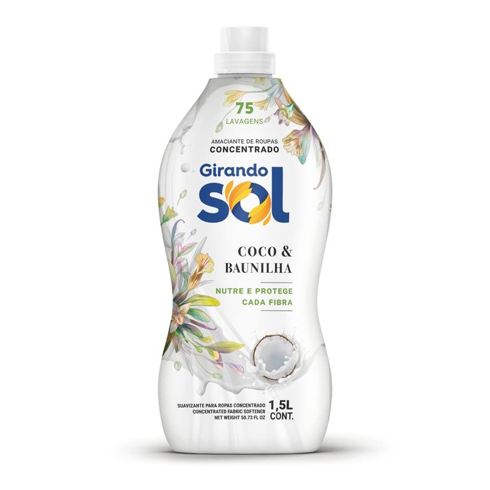 Amaciante de Roupa Concentrado Girando Sol Coco e Baunilha 1,5L