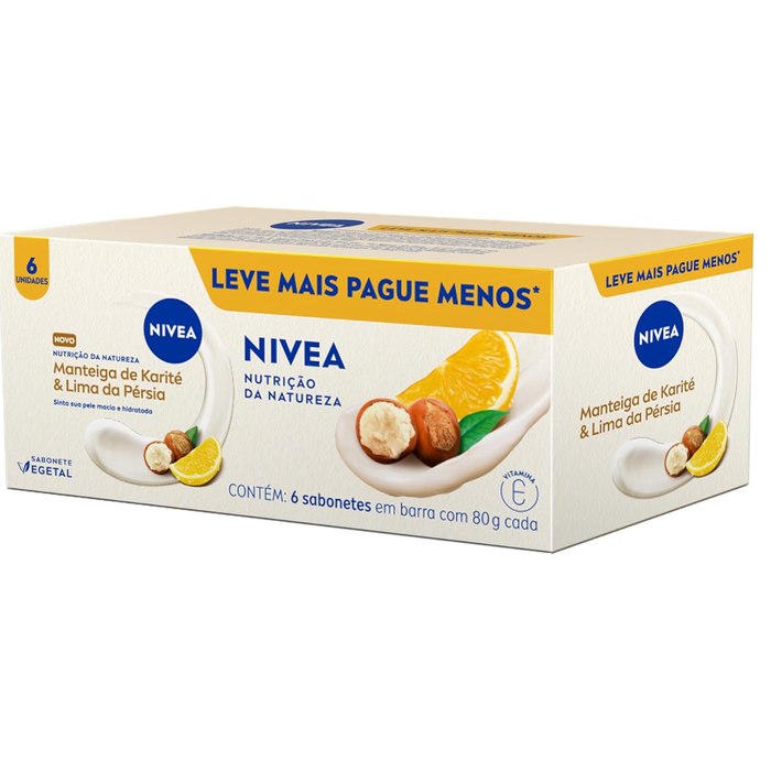 NIVEA Sabonete Vegetal Nutrição Da Natureza Manteiga De Karité & Lima Da Pérsia 80g (6 un.)