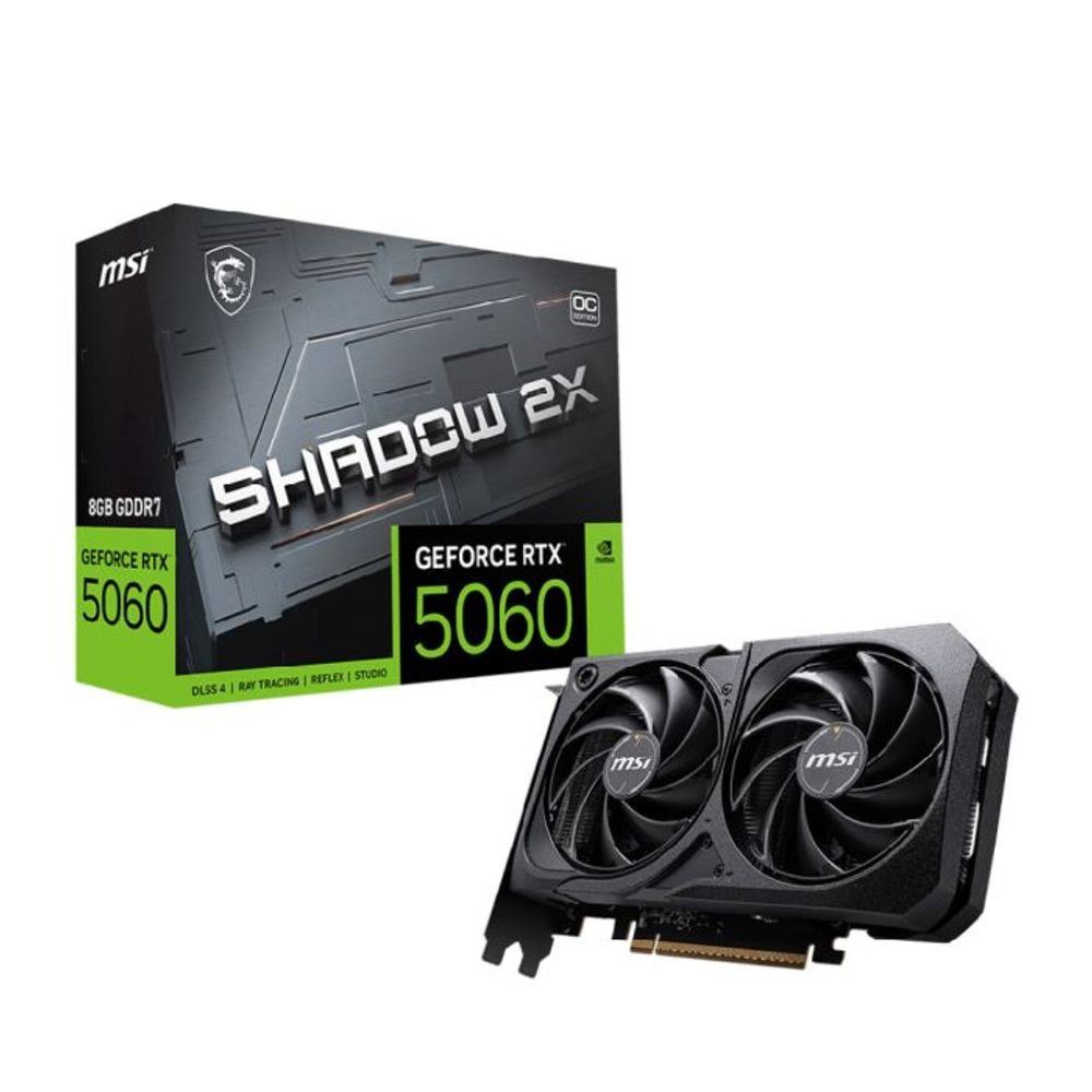 Placa de Vídeo NVIDIA GeForce MSI RTX5060 8GB GDDR7 128BITS SHADOW 2X OC