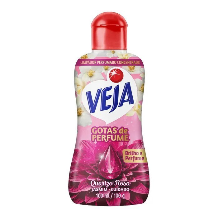 Limpador Perfumado Concentrado Veja Gotas de Perfume Quartzo Rosa Jasmim 100ml