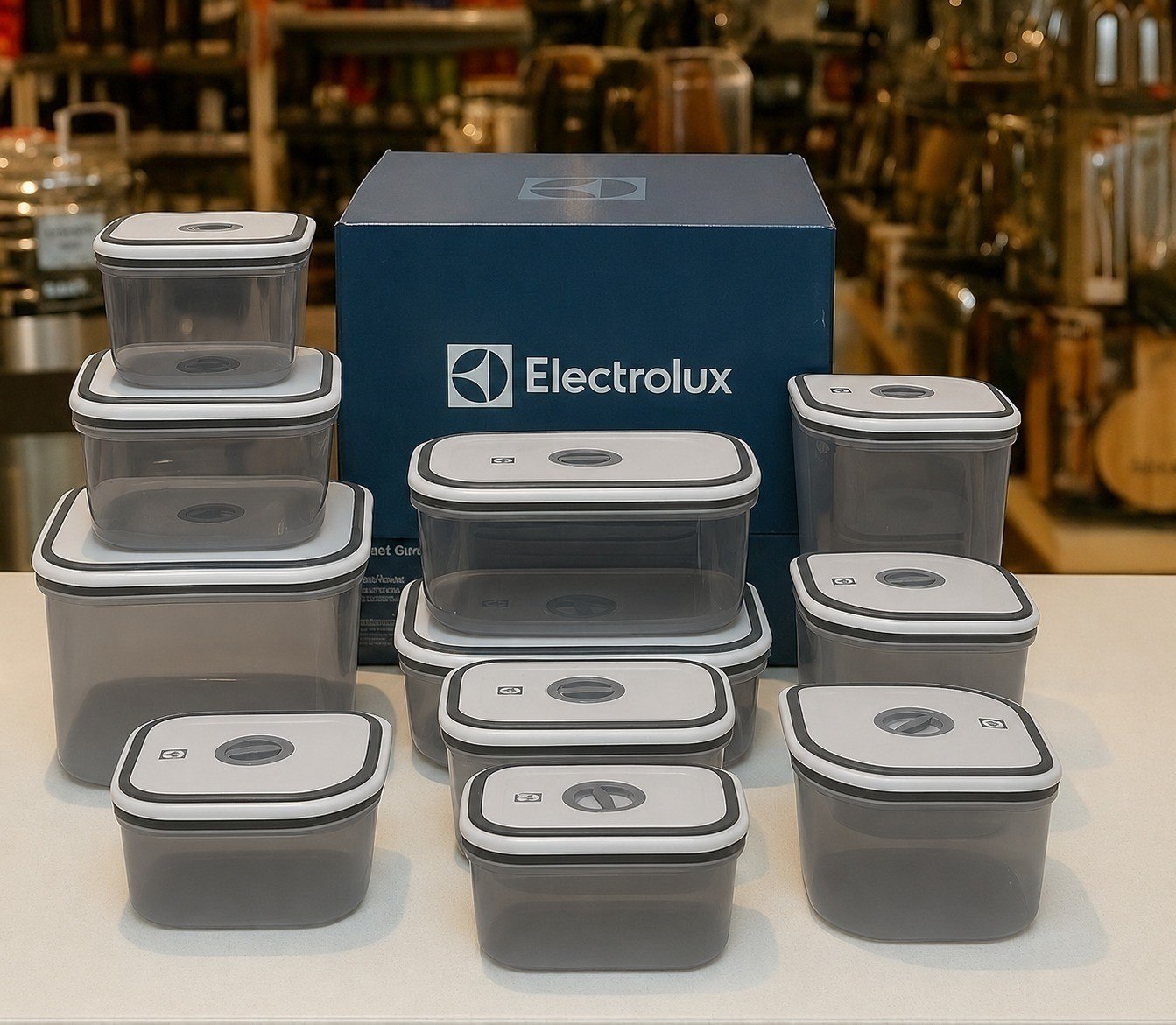 Potes Herméticos Electrolux de Plástico Cinza Escuro Retangular com 8 Unidades