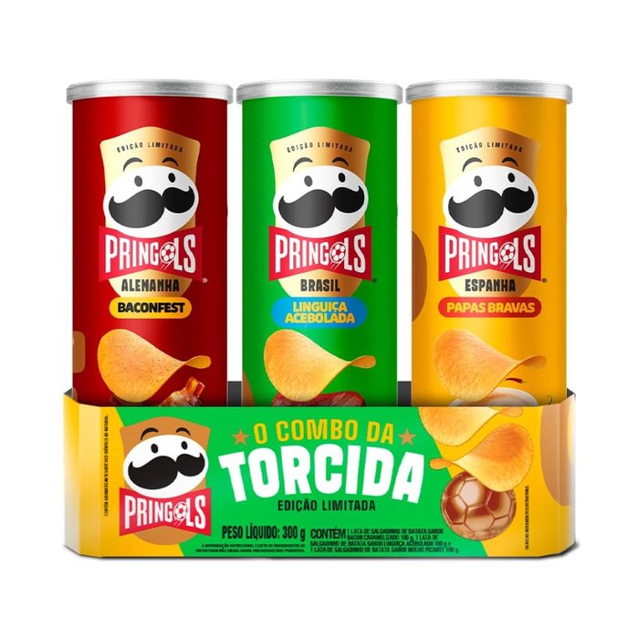 Salgadinho Batata Frita Pringles Tripack Especial Festa do Futebol