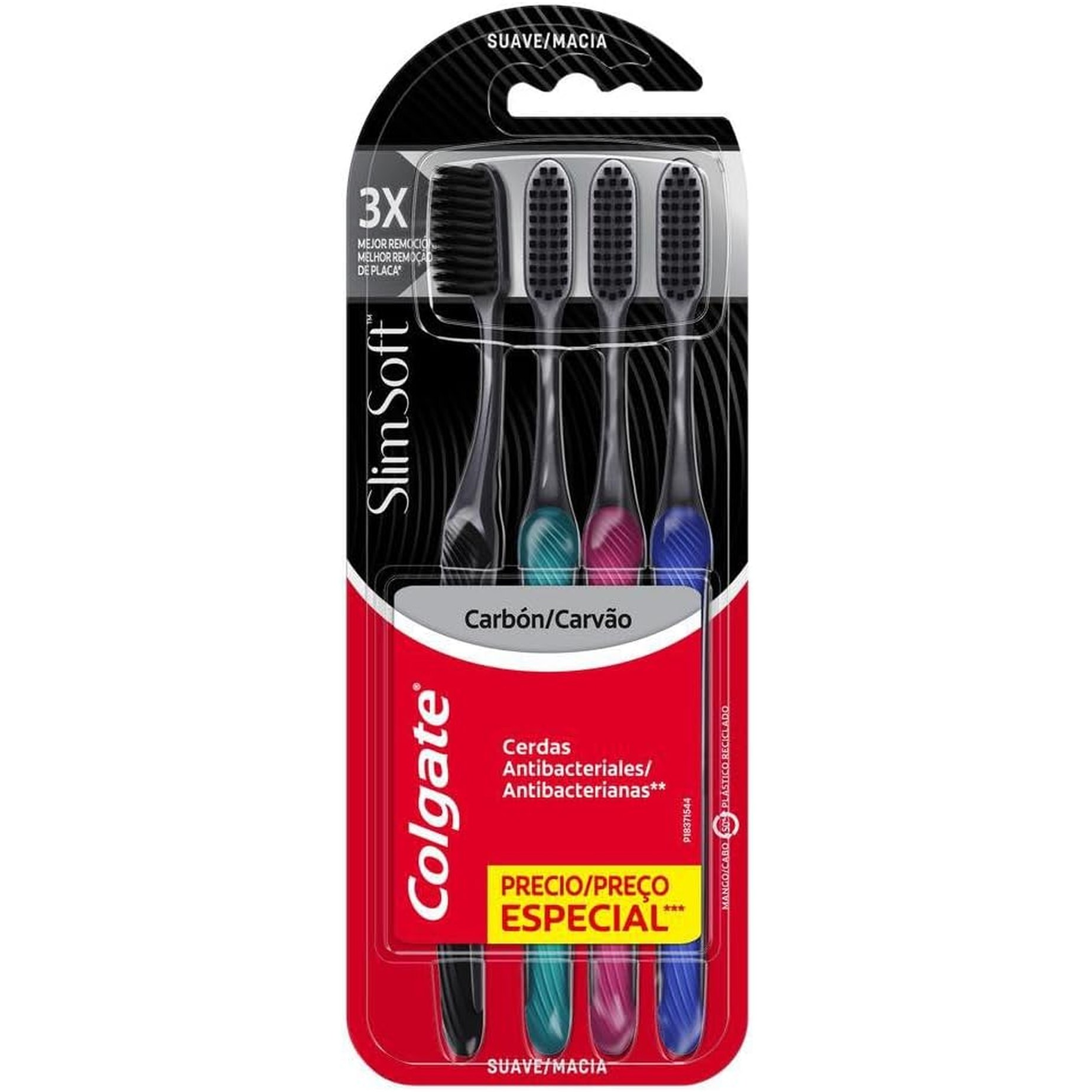 Colgate Slim Soft Black Premium Escova de Dente, 4 Unidades