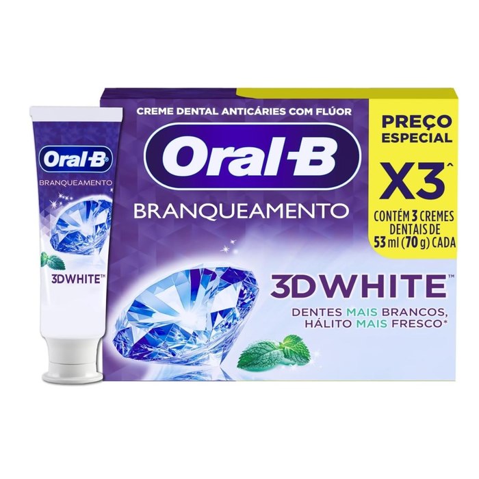 Oral-B Pasta de Dente 3D White Brilliant Fresh, 3 Unidades de 70g
