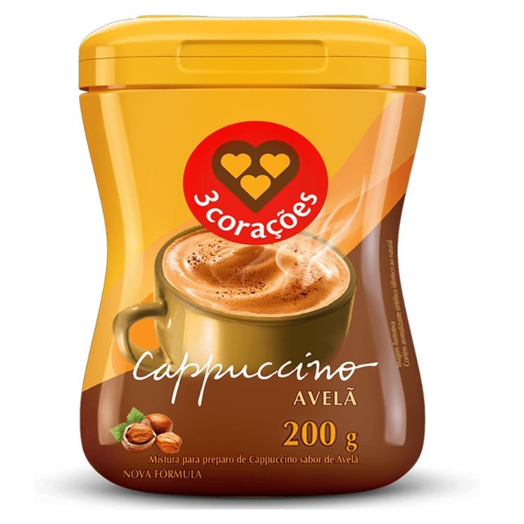 3 Corações Cappuccino Sabor Avelã, 200g