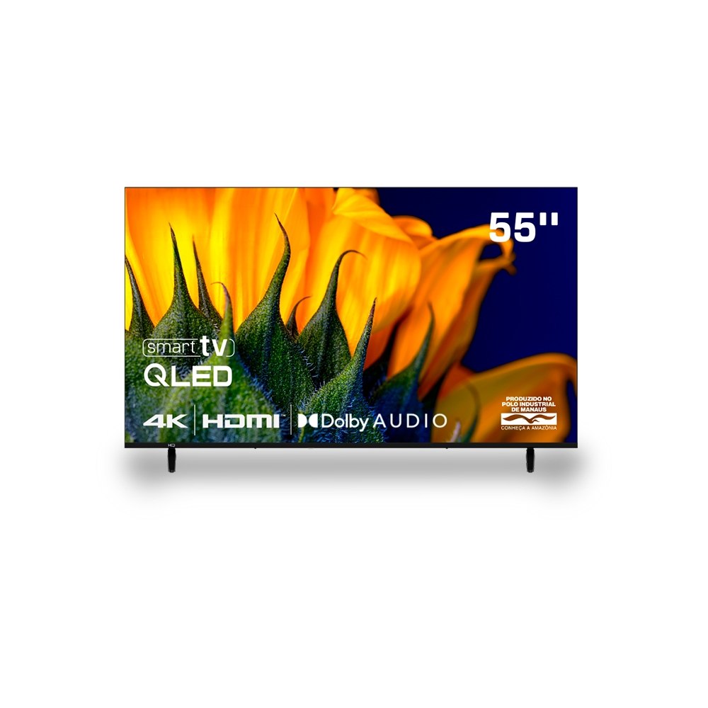 Smart TV HQ QLED 55 Polegadas HQ-QLED55SM 4K Wi-Fi Bluetooth, Apps, Netflix, YouTube e Prime Vídeo