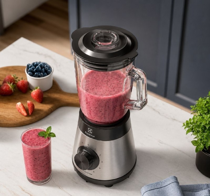 Liquidificador Electrolux 700w 1,5L Experience com Copo de Vidro e Tecnologia TruFlow Cor Inox Preto (EBS30)