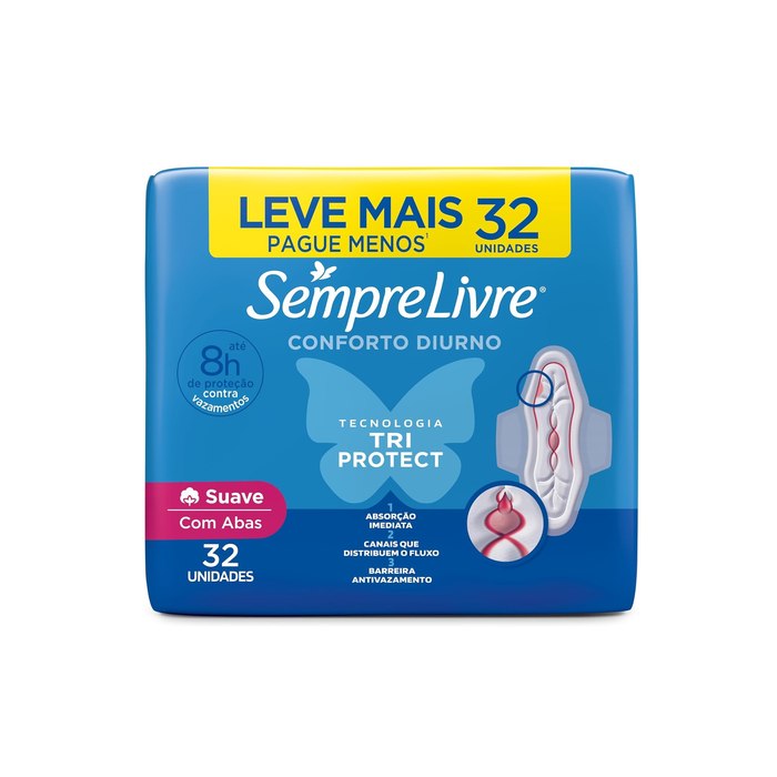 Absorvente Externo Sempre Livre Adapt Plus Com Abas 32 Unidades