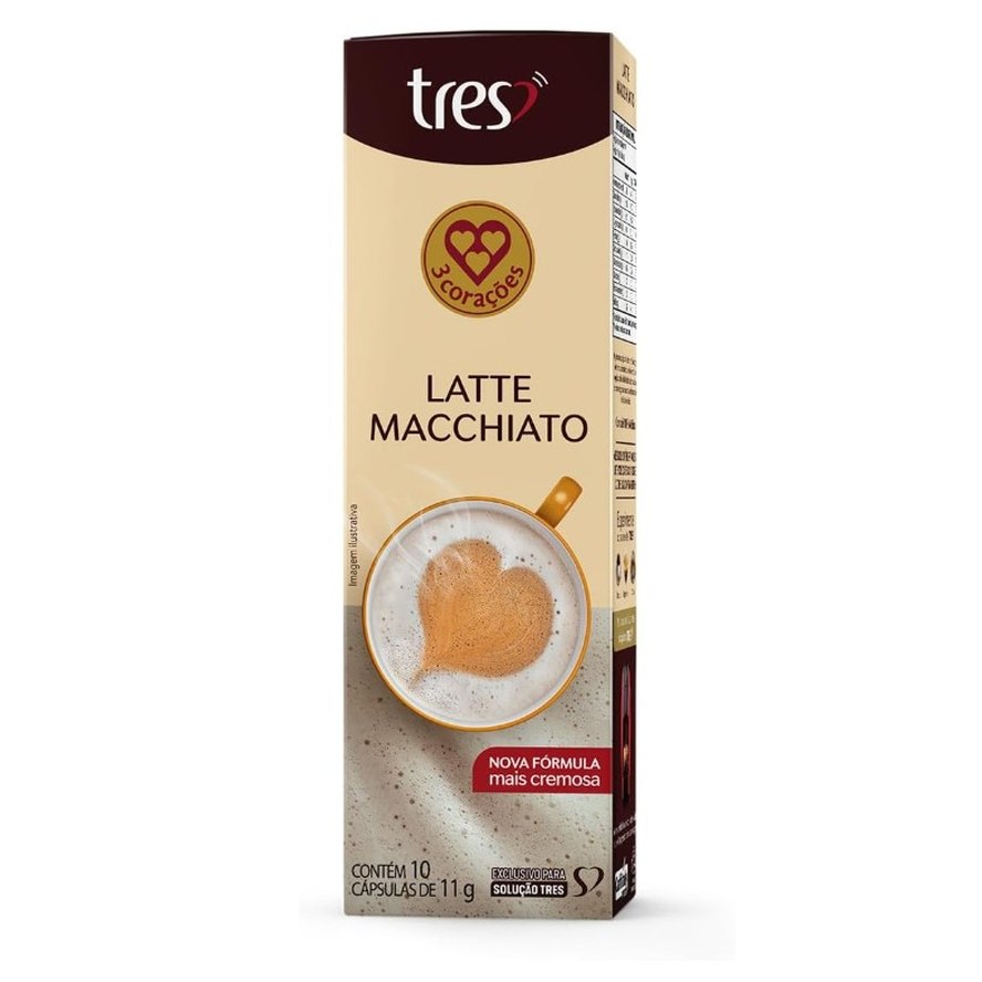 [3 UNIDADES] 3 Corações Cápsula Latte Macchiato TRES - 10 unidades