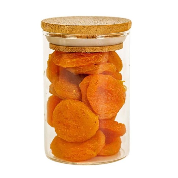 Pote de Vidro Oikos 250ml com Tampa de Bambu Hermético Redondo Flat