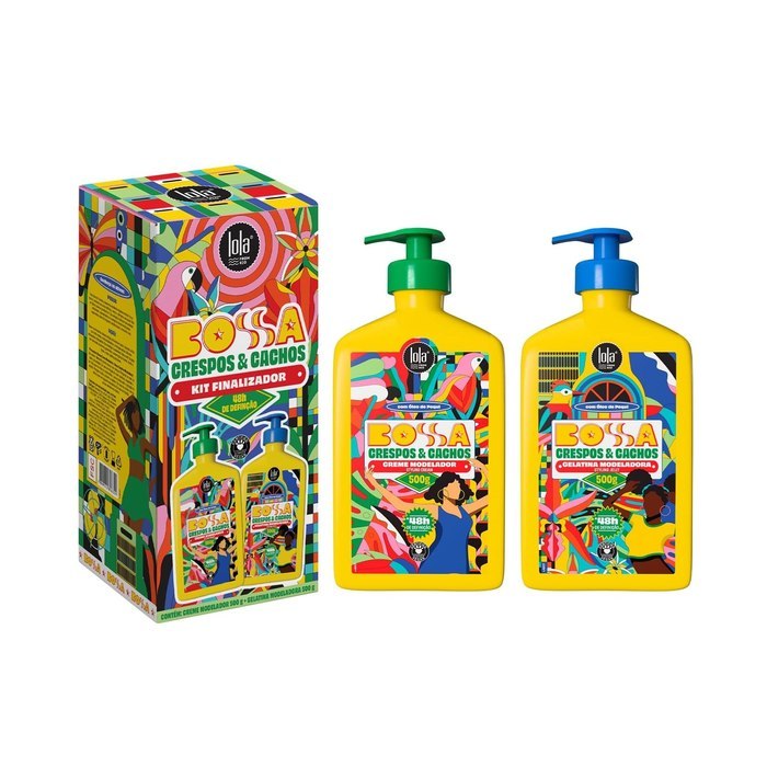 Kit Bossa Cabelos Crespos e Cacheados (Modelador Creme 500g + Gelatina Modeladora 500g) Lola From Rio