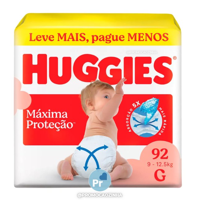 Fralda Huggies Supreme Care G com 92 unidades