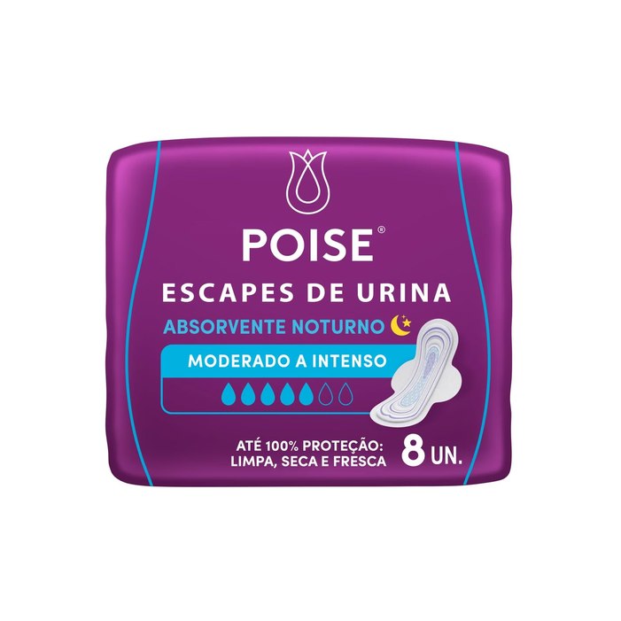 Absorvente para Escapes de Urina Poise Noturno Moderado 8un